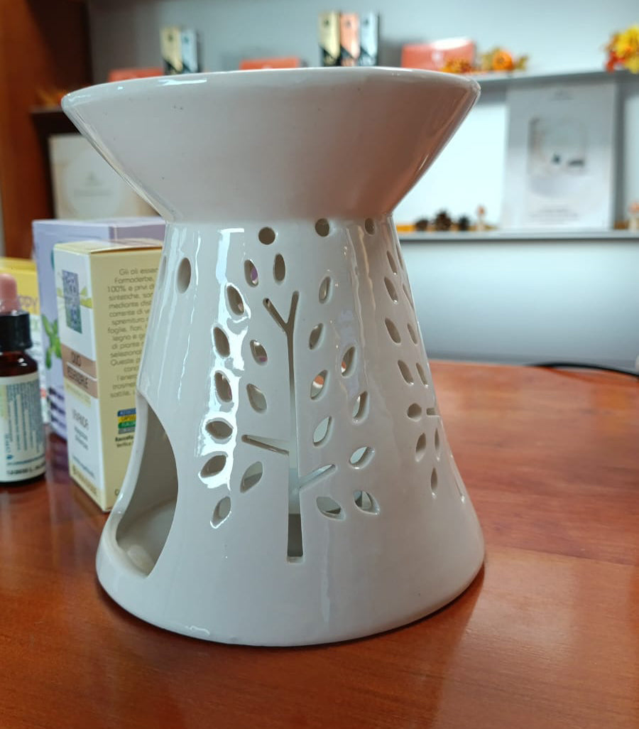 Brucia essenze foglie in ceramica cm 13x11x11