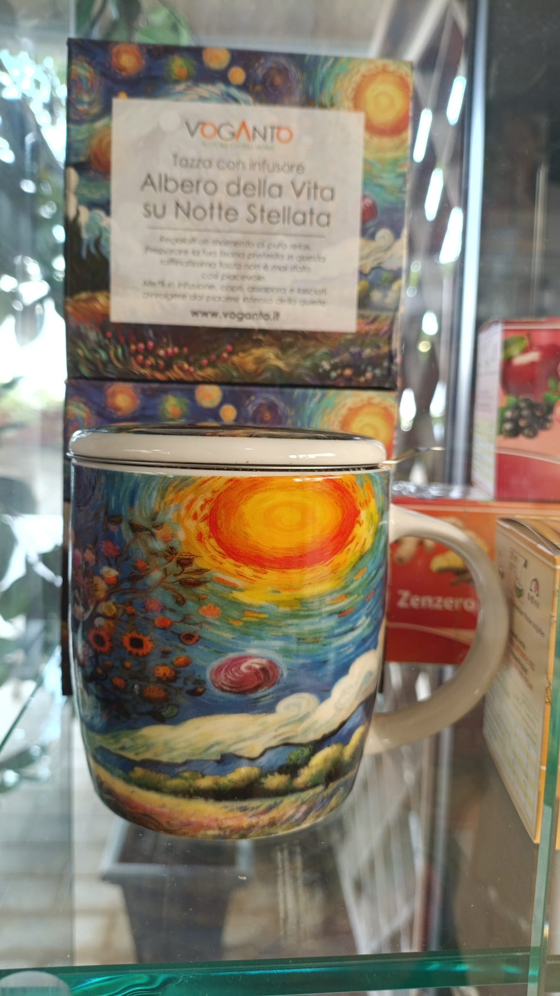 Tazza Mug in ceramica con Infusore e Coperchio fiori ML 380