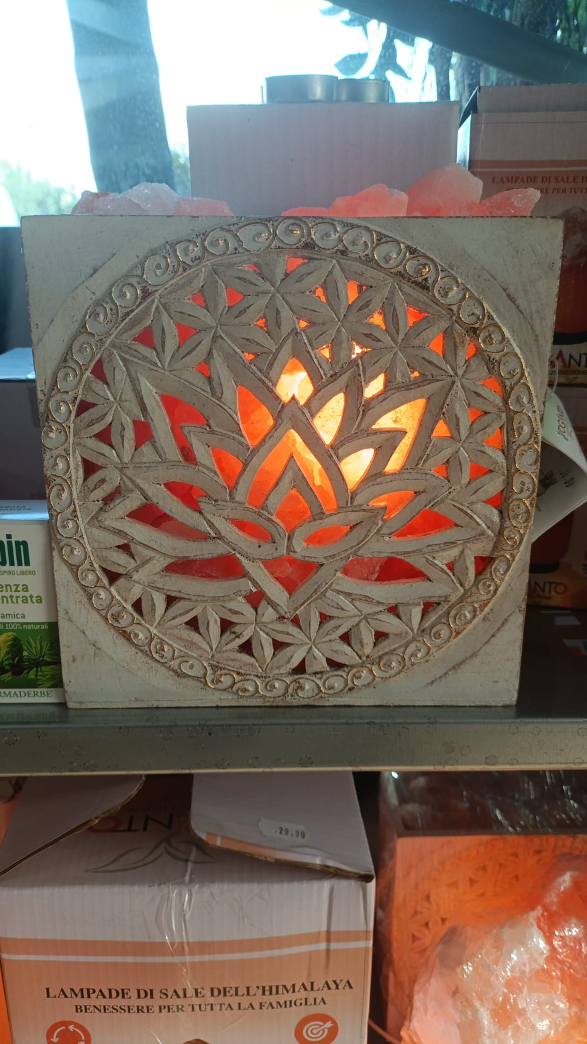 BRACIERE DI SALE FIORE DI LOTO E FIORE DELLA VITA DECAPATO CM H20X20X8 C** Cod. SAL118