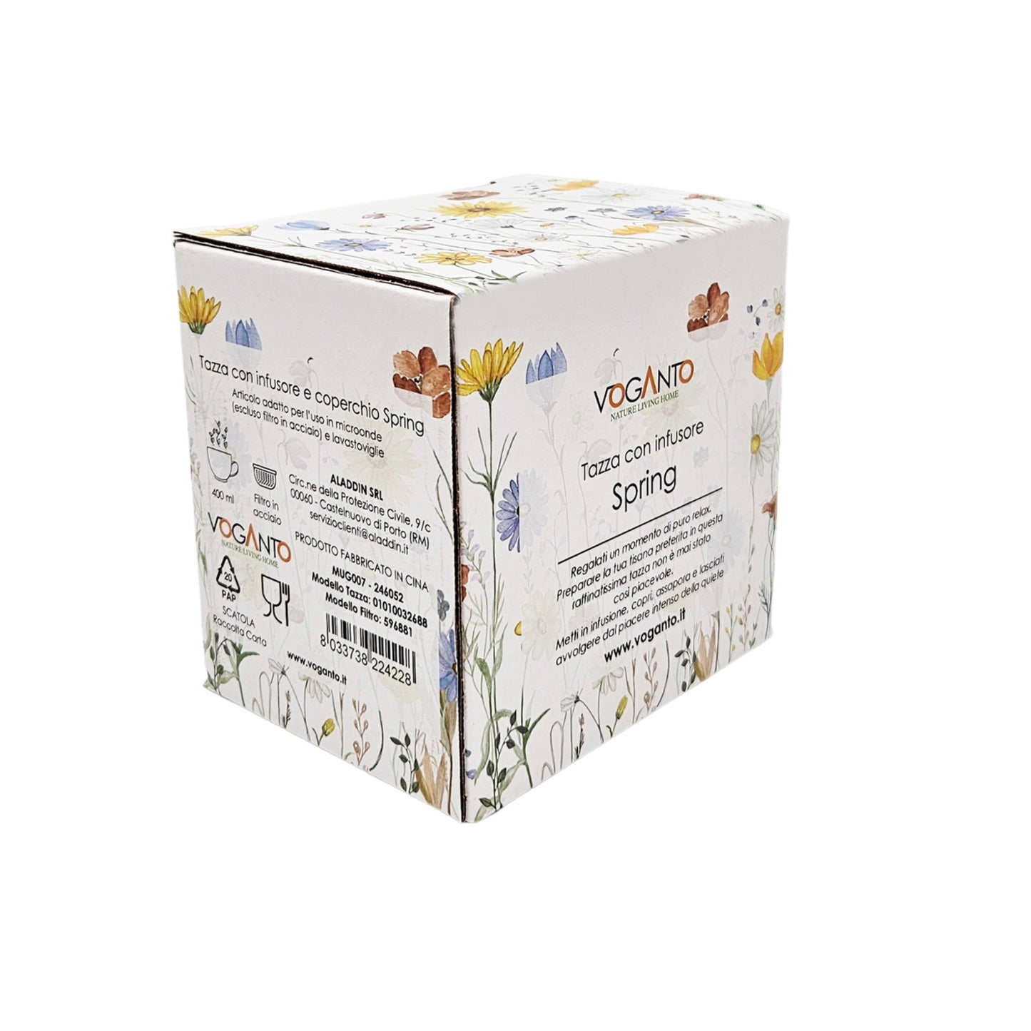 Tazza Mug in ceramica con Infusore e Coperchio fiori ML 380