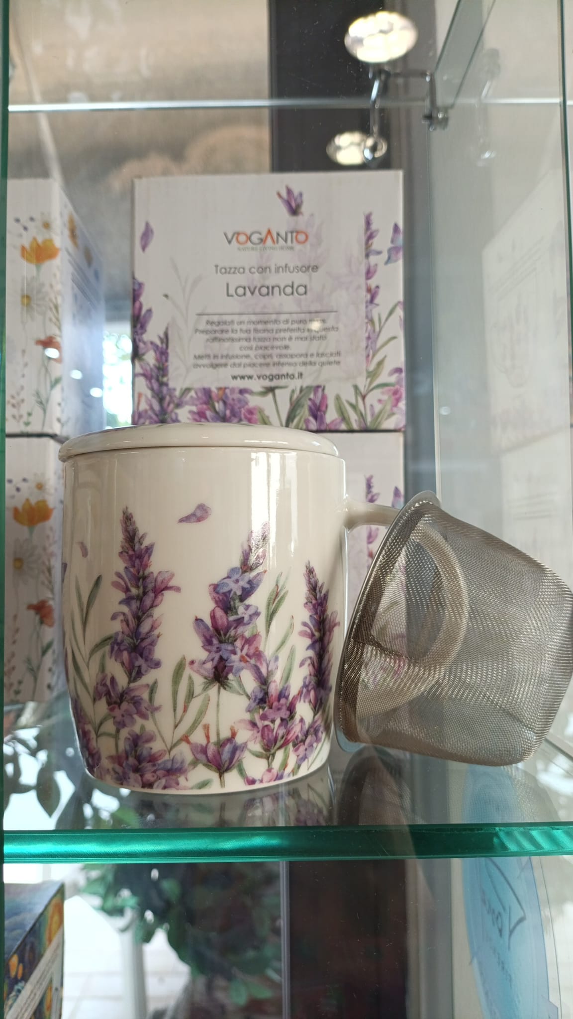 Tazza Mug in ceramica con Infusore e Coperchio fiori ML 380