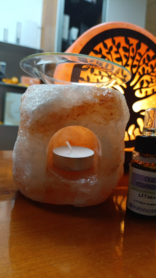 Brucia essenza in Sale Rosa con vetro cm h10X10 con scatola