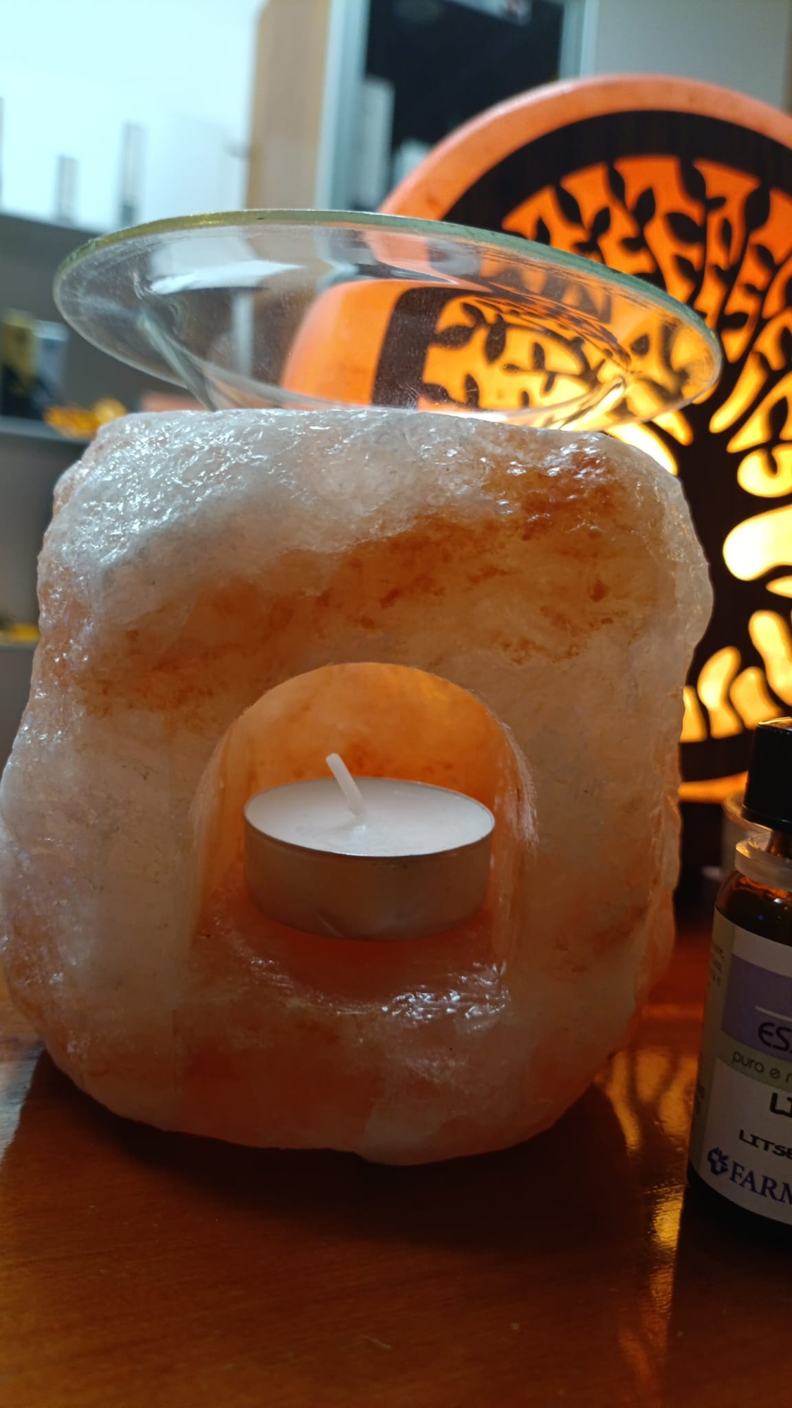 Brucia essenza in Sale Rosa con vetro cm h10X10 con scatola