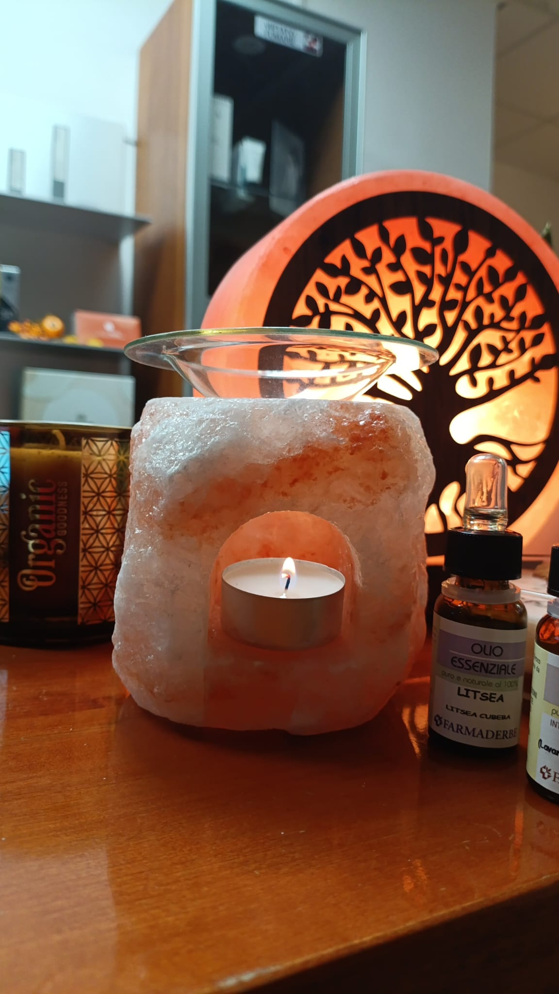 Brucia essenza in Sale Rosa con vetro cm h10X10 con scatola