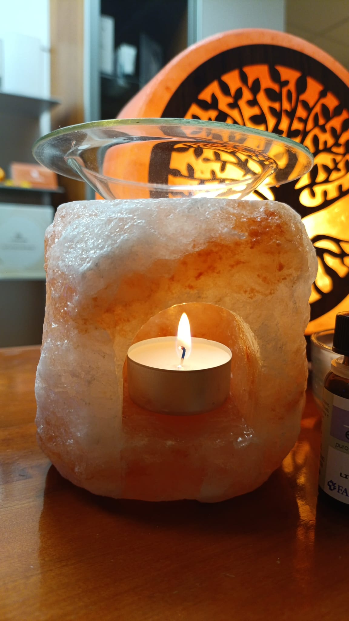 Brucia essenza in Sale Rosa con vetro cm h10X10 con scatola