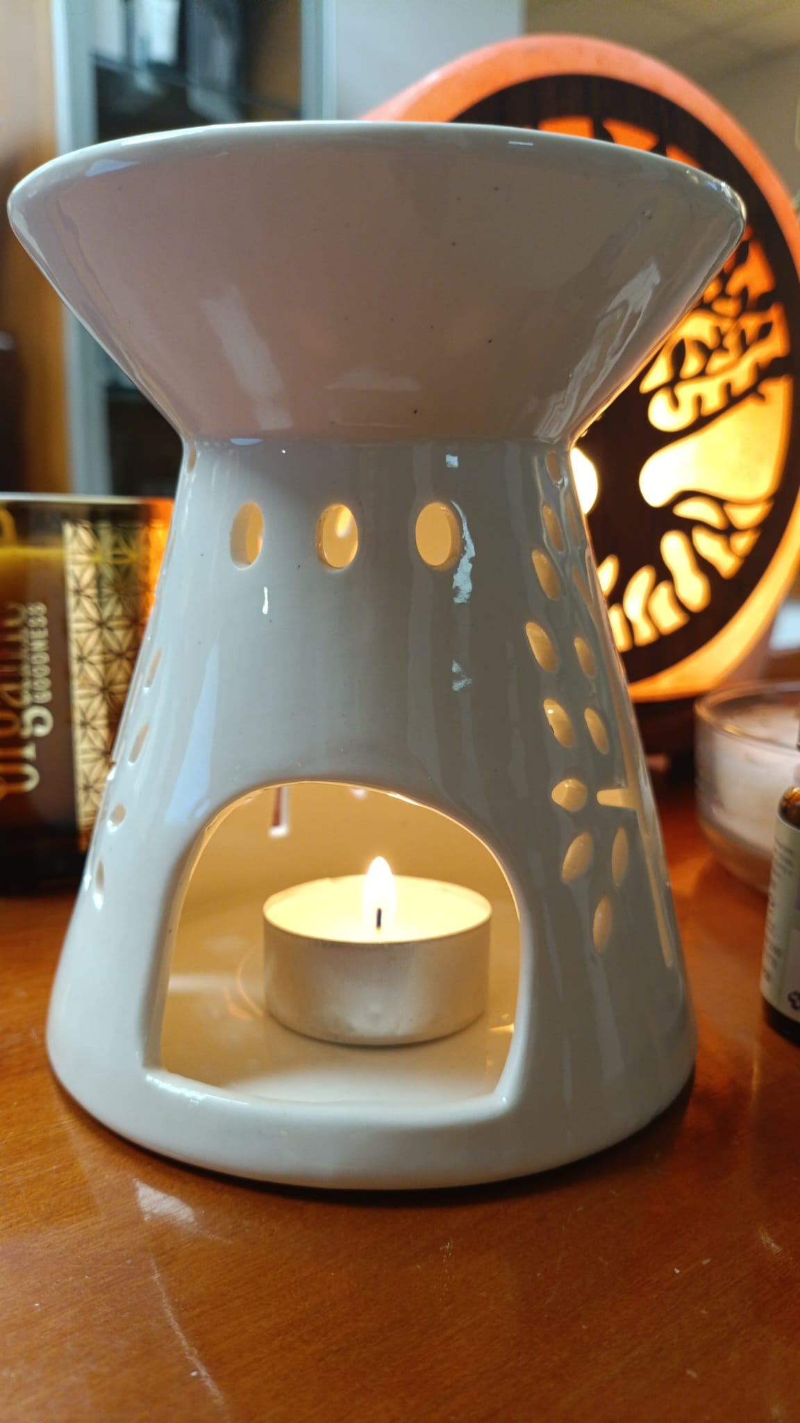 Brucia essenze foglie in ceramica cm 13x11x11