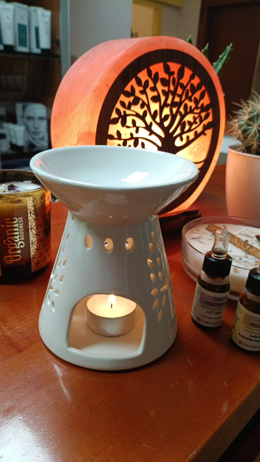 Brucia essenze foglie in ceramica cm 13x11x11