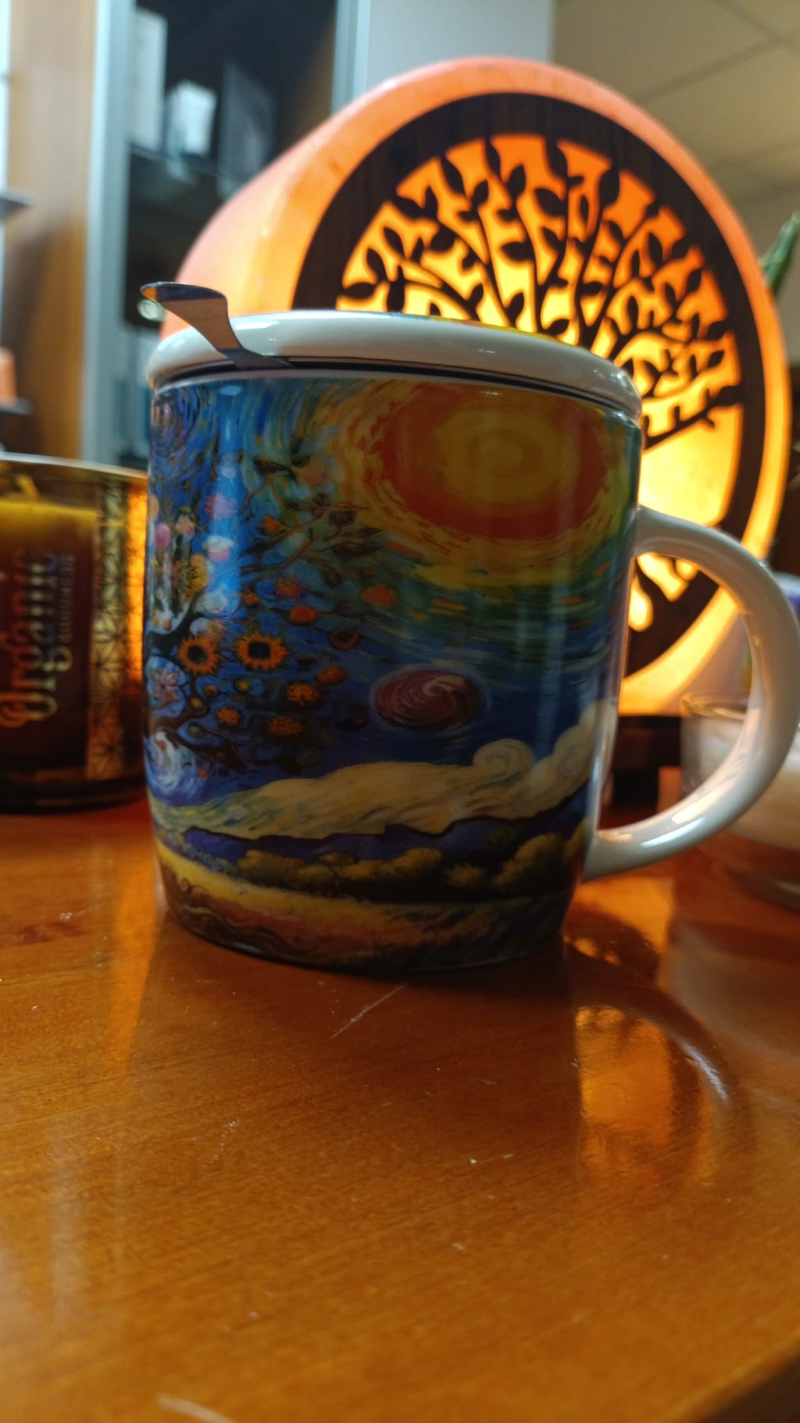 Tazza Mug in ceramica con Infusore e Coperchio fiori ML 380