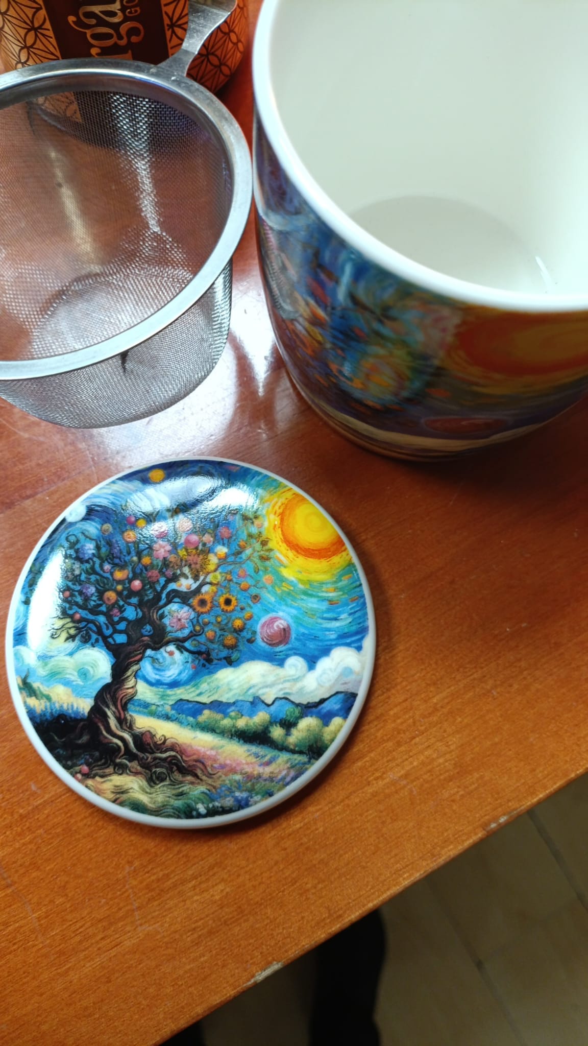 Tazza Mug in ceramica con Infusore e Coperchio fiori ML 380