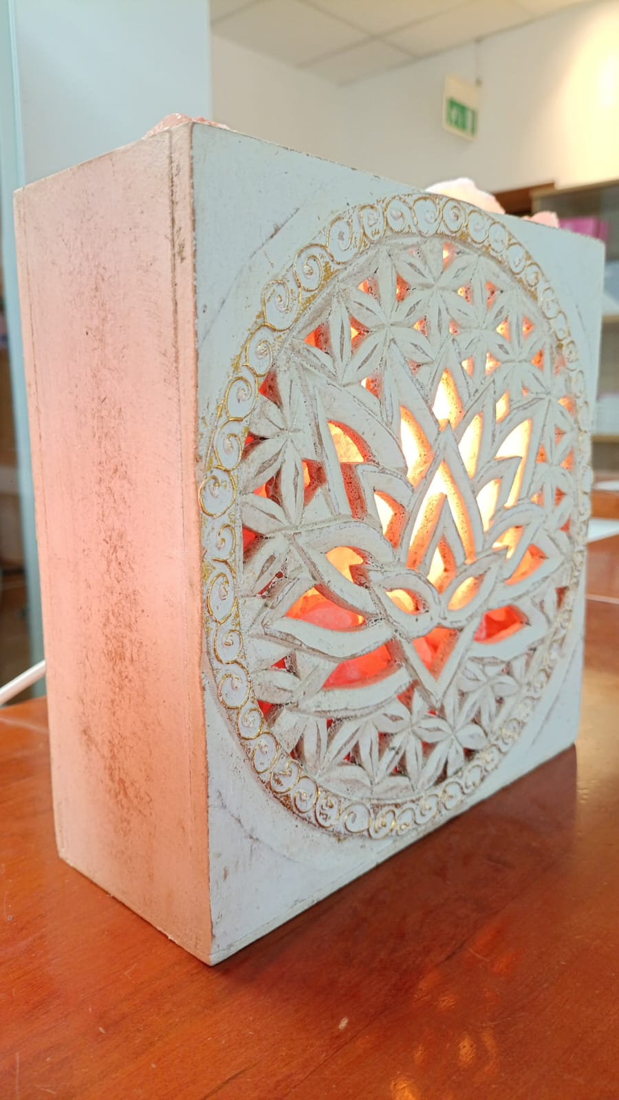 BRACIERE DI SALE FIORE DI LOTO E FIORE DELLA VITA DECAPATO CM H20X20X8 C** Cod. SAL118