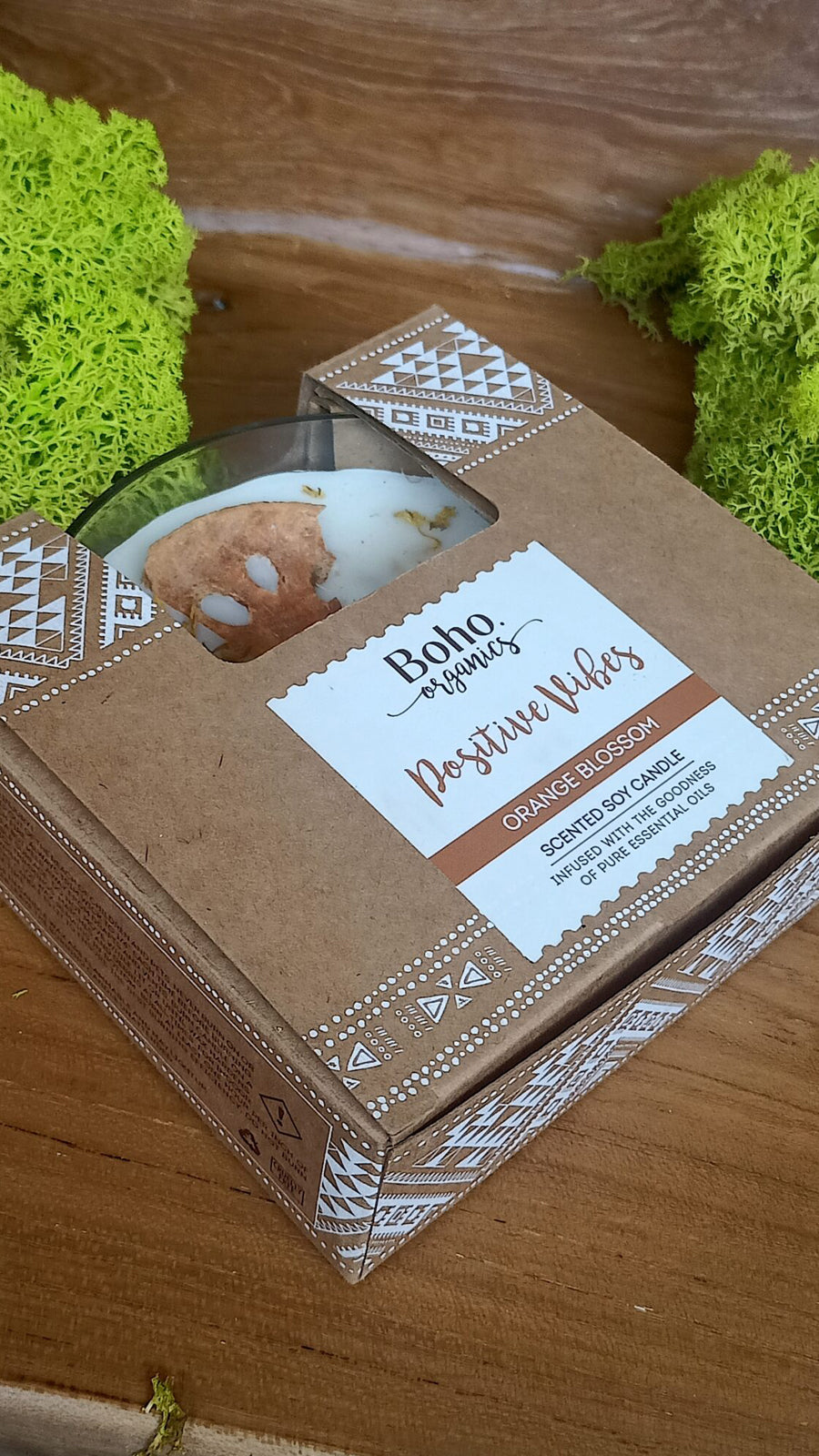 Candela cera di soia boho collection POSITIVE VIBES ARANCIO BLOSSOM 200 gr.